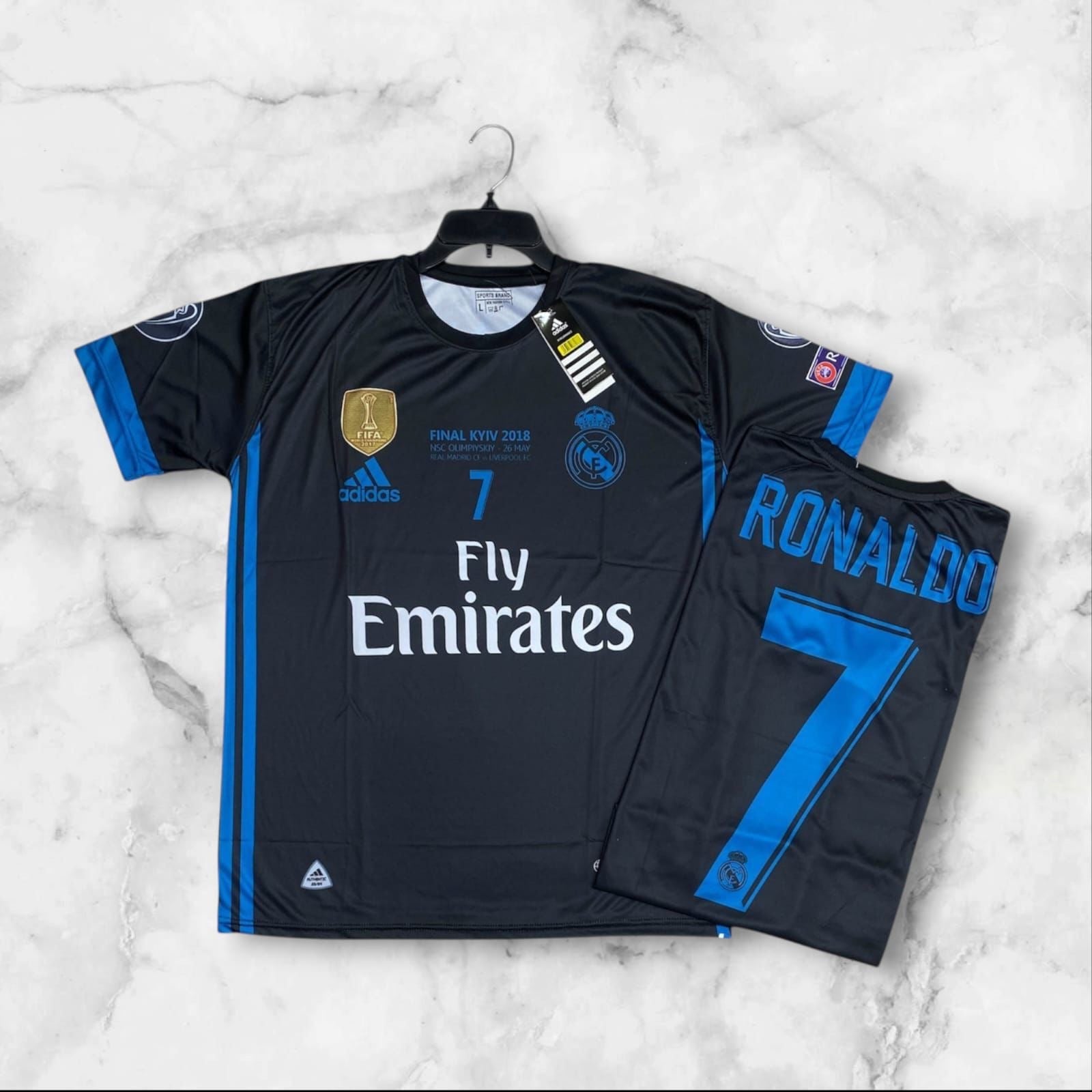 Real Madrid Classic Away Jersey - Ronaldo #7 (Black/Yellow)